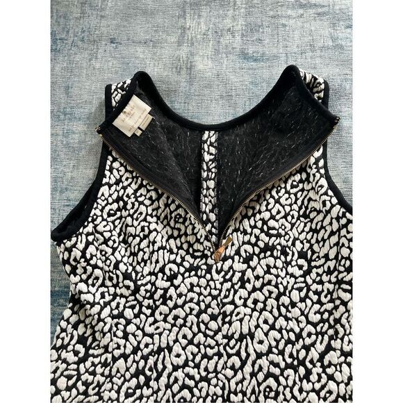 Kate Spade Black & White Leopard Print Textured Sleeveless Dress Size XL - Picture 7 of 11